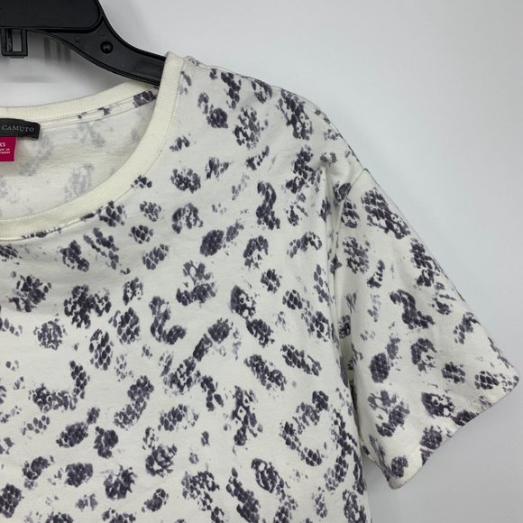Vince Camuto Top Ivory Gray Snake Print Elbow Sleeve French Terry NWT - Picture 3 of 10